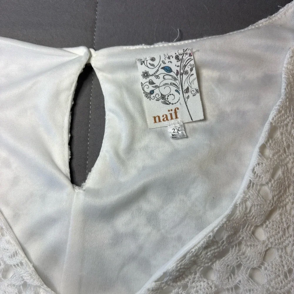 Naif White‎ Crochet White Dress 2X